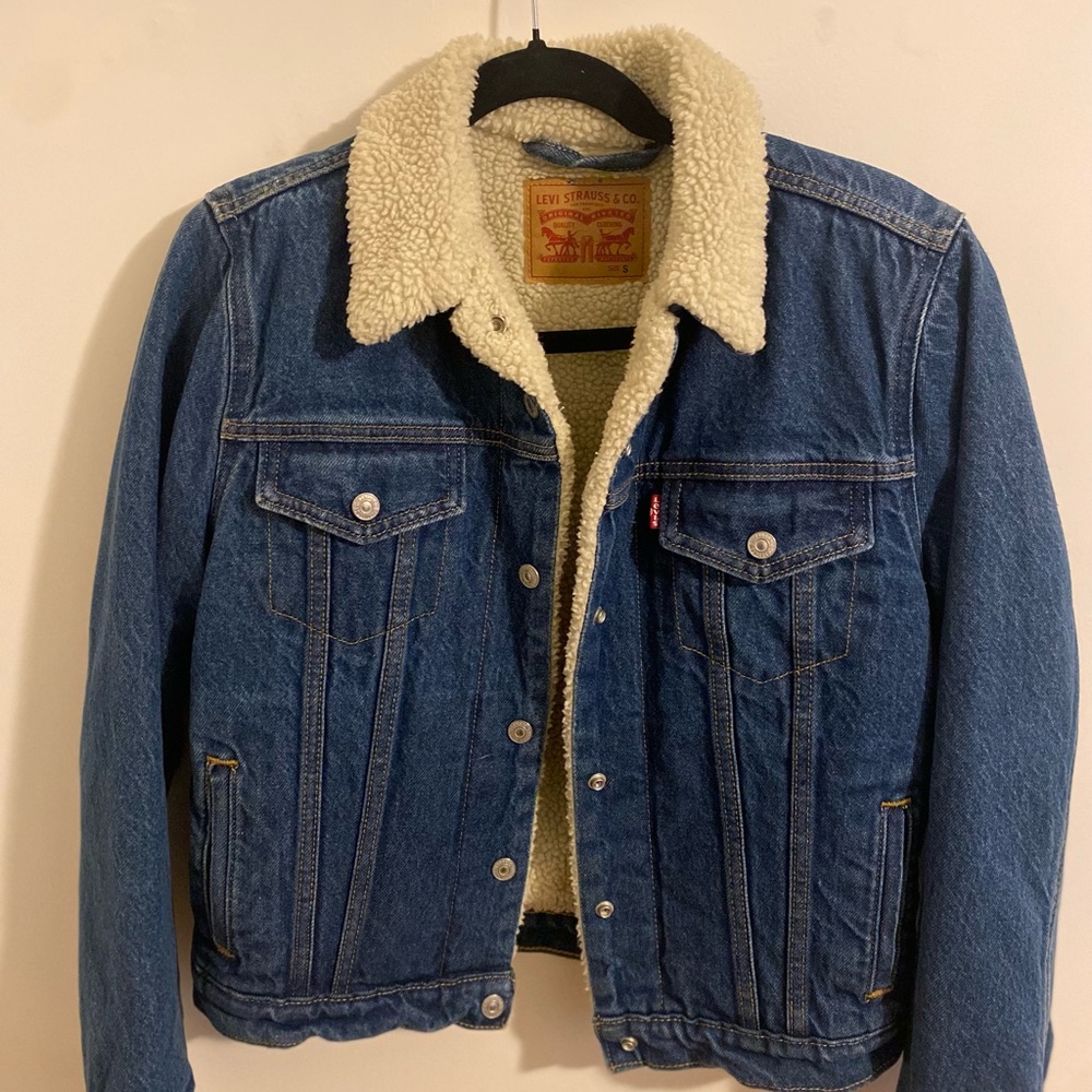 Levi's Cream Sherpa Lined Jacket